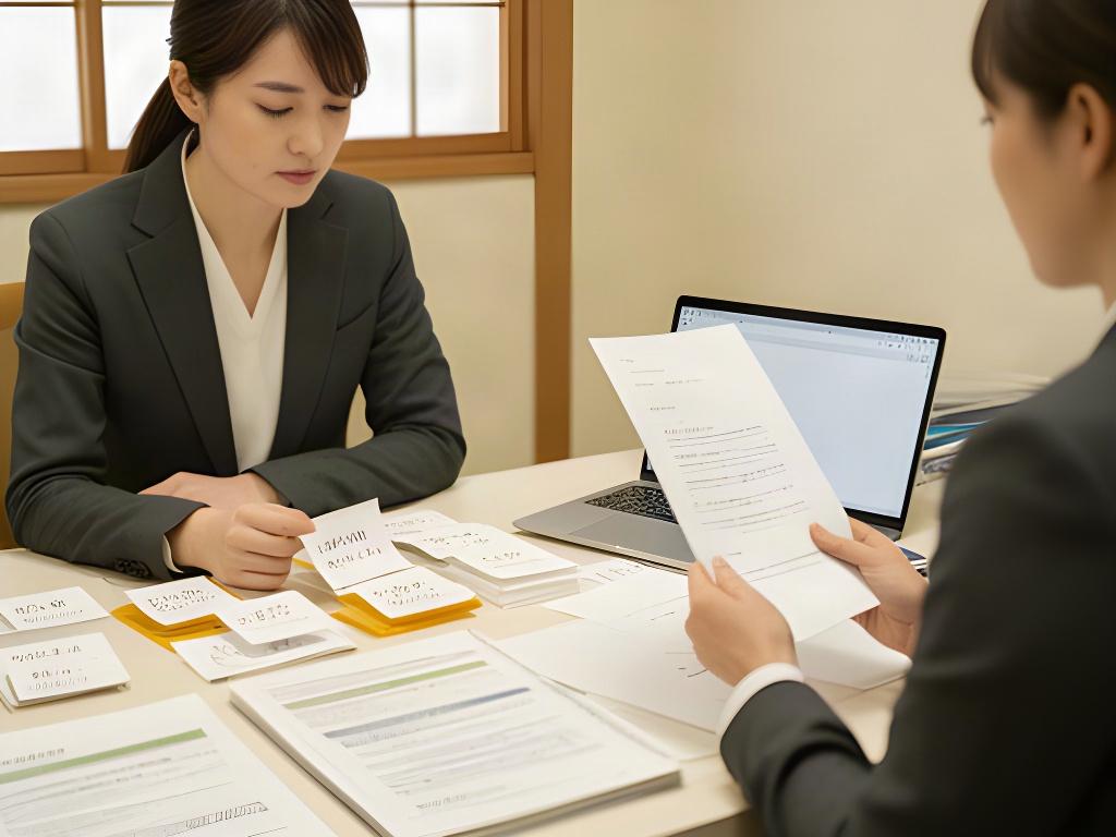 担当者が問い合わせ内容と案内資料を確認しながら整理する様子